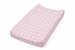 Light Pink Checkered Changing Pad Cover by Little Mae & Co