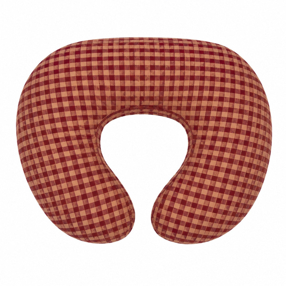 Red Beige Gingham Ruffle Nursing Pillow Cover by Little Mae & Co (view 2 of 3)