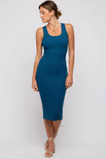 PinkBlush PinkBlush Teal Fitted Knit Maternity Midi Dress with Square Neckline for Moms - Apparel & Accessories > Clothing > Dresses