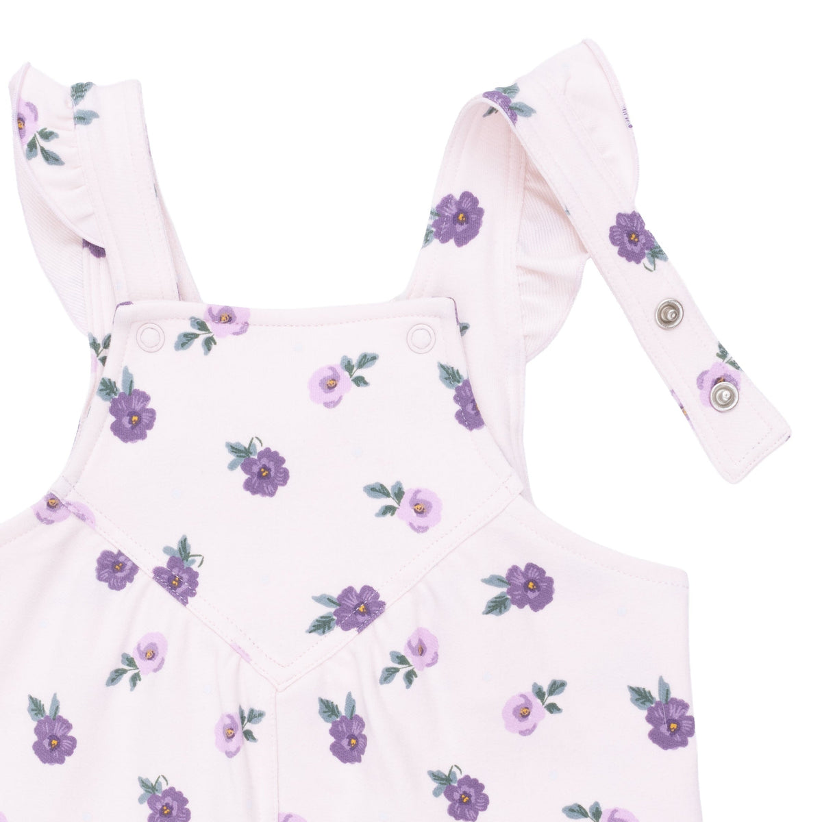 Violetta Floral - Ruffle V-Overalls and Long Sleeve Bodysuit by Angel Dear