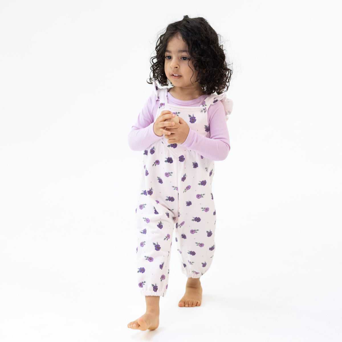 Violetta Floral - Ruffle V-Overalls and Long Sleeve Bodysuit by Angel Dear