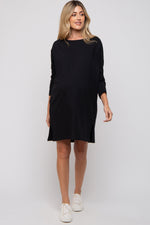 Black Long Sleeve Maternity Shirt Dress - Sleeve, One-piece garment, Day Dress, Knee, Waist | Everetts Place