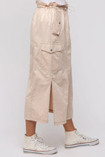 PinkBlush Beige Cargo Midi Skirt with Pockets and Adjustable Drawstring for Women - Apparel & Accessories > Clothing > Skirts Apparel & Accessories > Clothing > Dresses