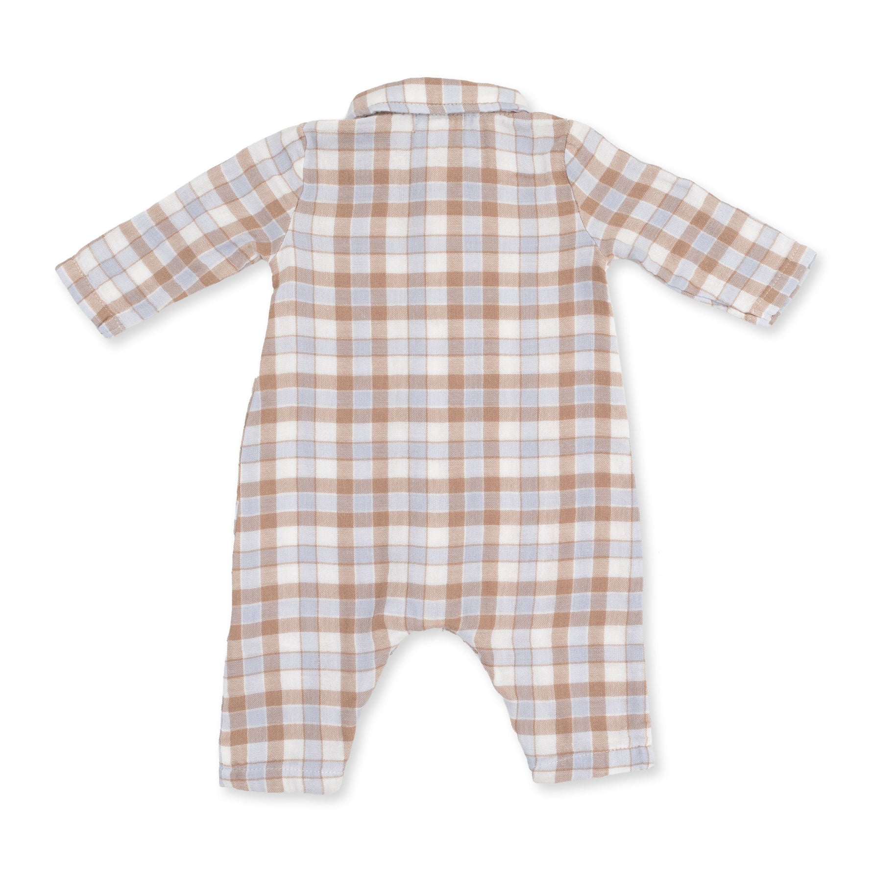 Western Plaid - Long Sleeve Polo Button Down Romper by Angel Dear