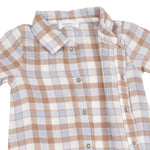 Western Plaid - Long Sleeve Polo Button Down Romper by Angel Dear