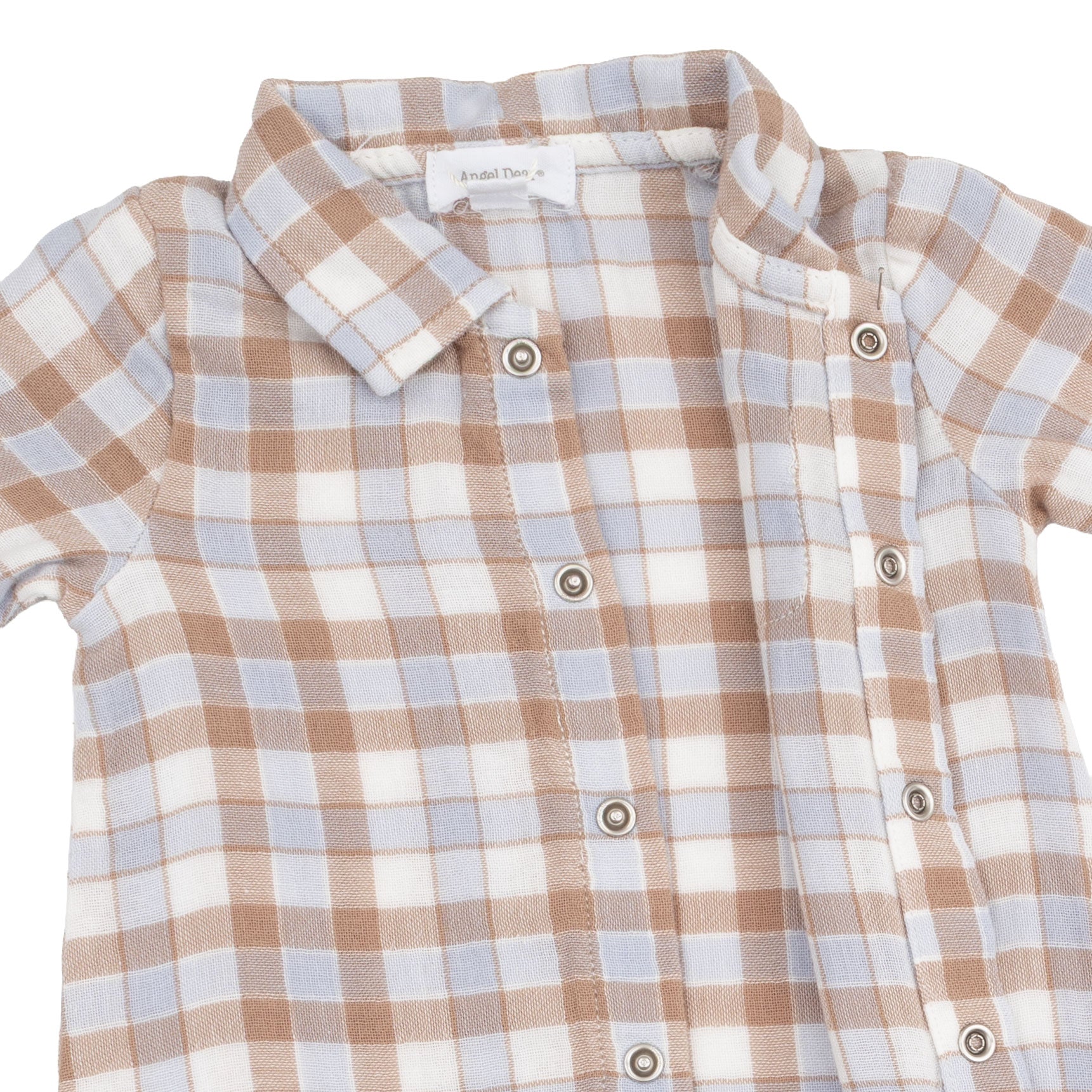 Western Plaid - Long Sleeve Polo Button Down Romper by Angel Dear