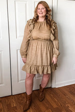 PinkBlush PinkBlush Sand Ruffle Woven Dress for Effortless Elegant Style - Apparel & Accessories > Clothing > Dresses