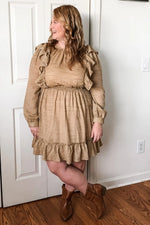 PinkBlush PinkBlush Sand Ruffle Woven Dress for Effortless Elegant Style - Apparel & Accessories > Clothing > Dresses