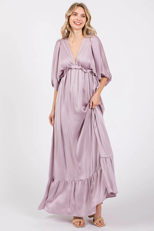 PinkBlush Elegant Lavender Striped Maxi Dress with Ruffle Accents for Modern Women - Apparel & Accessories > Clothing > Dresses