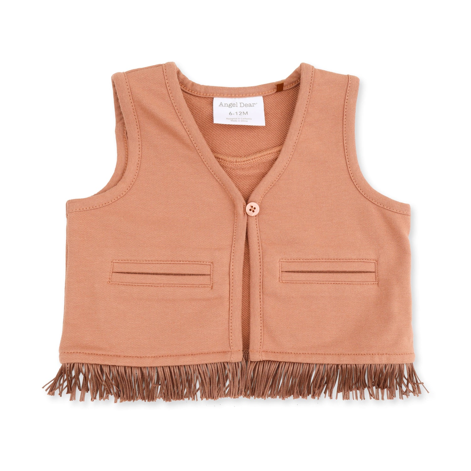 Solid Mocha Mousse - Western Fringe Vest by Angel Dear (view 2 of 5)