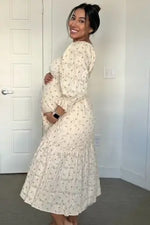 PinkBlush Elegant Maternity Midi Dress with Floral Print for Expecting Moms - Apparel & Accessories > Clothing > Maternity Clothing > Maternity Dresses Apparel & Accessories > Clothing > Dresses