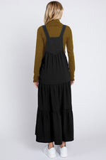Black Button Sling Tiered Midi Dress by PinkBlush at Everetts Place