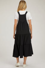 Black Button Sling Tiered Maternity Midi Dress by PinkBlush at Everetts Place