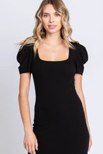 PinkBlush Chic Black Ribbed Dress with Side Slit for Modern Women - Apparel & Accessories > Clothing > Dresses