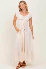 Smocked Ruched Maternity Maxi Dress - Ruffle Hem by PinkBlush (view 4 of 4)