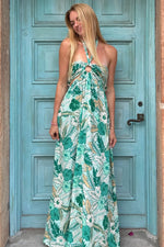 PinkBlush Vibrant Light Blue Maxi Dress with Tropical Print for Summer Adventures - Apparel & Accessories > Clothing > Dresses