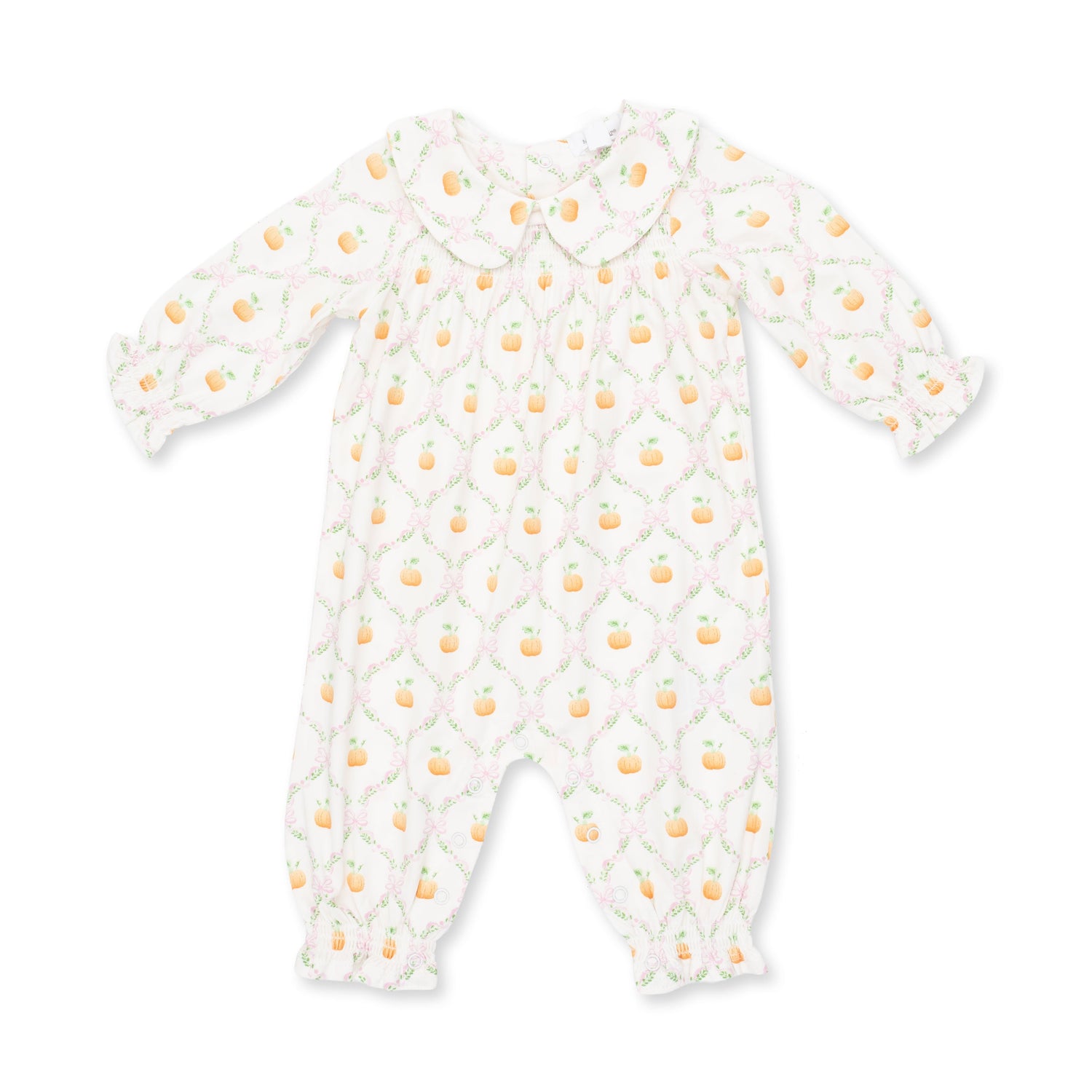 Pretty Pumpkin Trellis - Smocked Long Sleeve Romper
