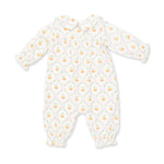 Pretty Pumpkin Trellis - Smocked Long Sleeve Romper by Angel Dear