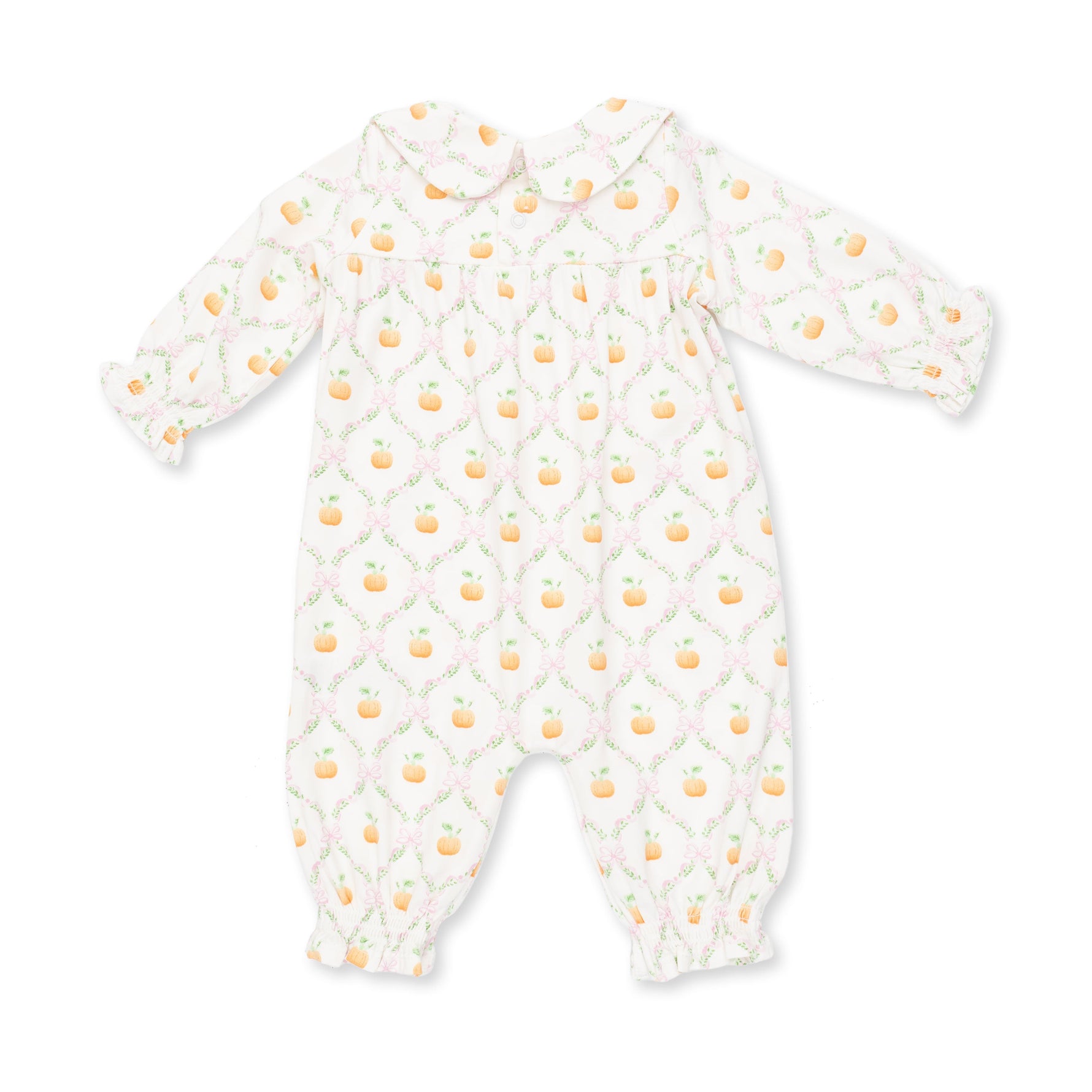 Pretty Pumpkin Trellis - Smocked Long Sleeve Romper by Angel Dear