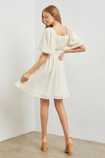 PinkBlush PinkBlush Off White Woven Texture Square Neck Dress for Fashion-Forward Women - Apparel & Accessories > Clothing > Dresses