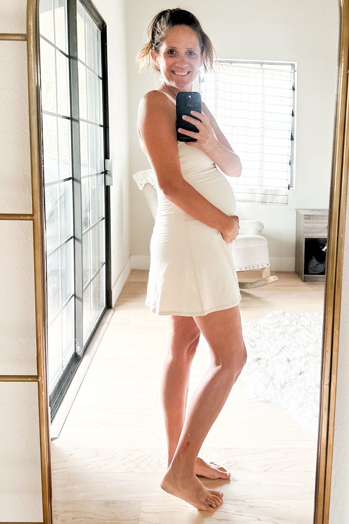 Cream Tennis Racerback Maternity Romper Dress by PinkBlush at Everetts Place