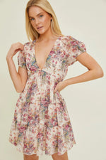 PinkBlush Elegant Cream Chiffon Maternity Dress with Floral Design for Stylish Moms - Apparel & Accessories > Clothing > Dresses