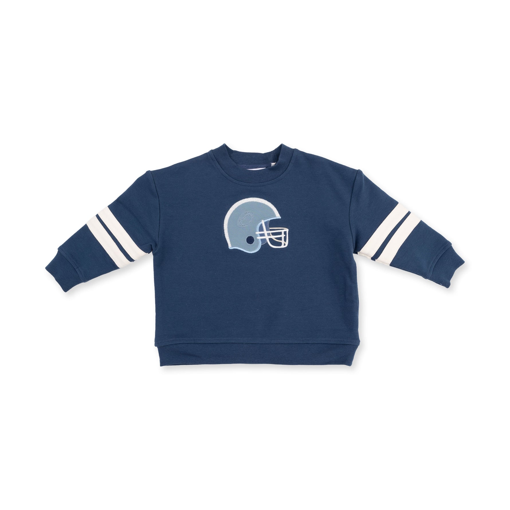 Football Helmets - Drop Sleeve Sweatshirt with Varsity Stripes Blue Helmet by Angel Dear (view 2 of 4)