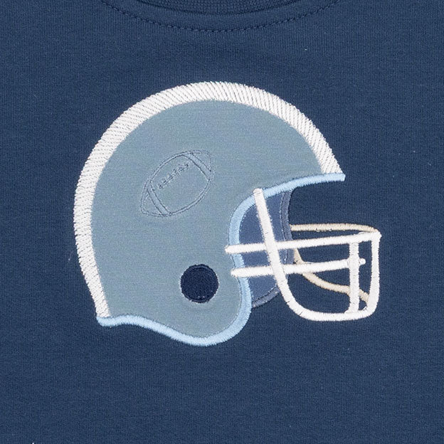 Football Helmets - Drop Sleeve Sweatshirt with Varsity Stripes Blue Helmet by Angel Dear (view 4 of 4)
