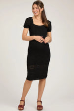 PinkBlush Stylish Crochet Maternity Dress with Square Neck for Modern Moms - Apparel & Accessories > Clothing > Dresses