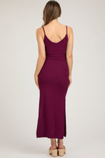 Burgundy Ribbed Side Slit Maternity Maxi Dress by PinkBlush at Everetts Place