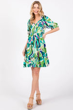 PinkBlush Emerald Green Abstract Print Smocked Maternity Dress for Stylish Moms - Apparel & Accessories > Clothing > Dresses