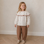 Organic Ruffle Cotton Blouse - Forest Scatter by Makemake Organics