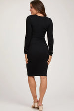 PinkBlush Luxurious Ribbed Maternity Midi Dress with Seamless Fit for Expectant Mothers - Apparel & Accessories > Clothing > Dresses