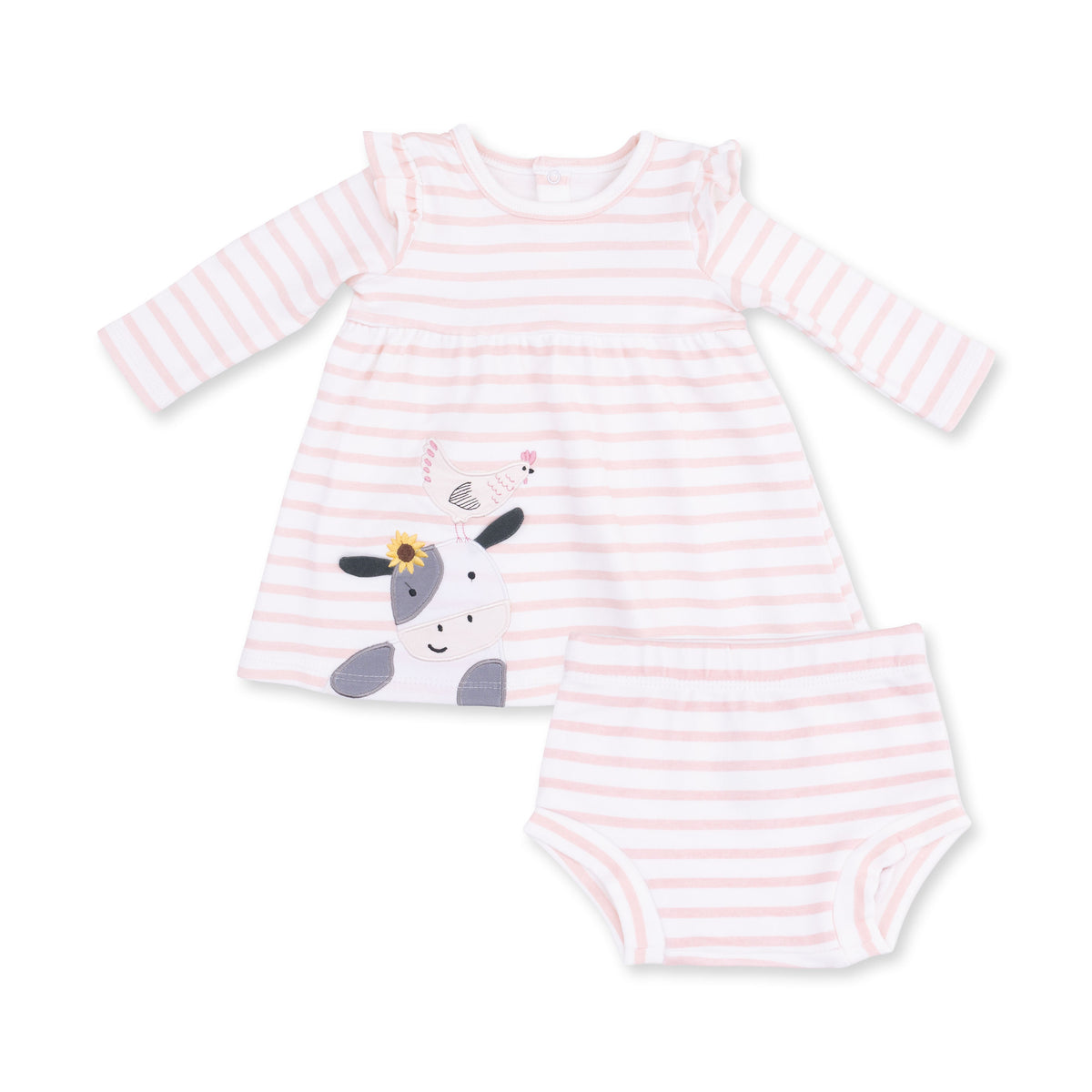 Cows Pink - Long Sleeve Dress with Ruffle and Bloomer (2T-4T Dress Only) by Angel Dear