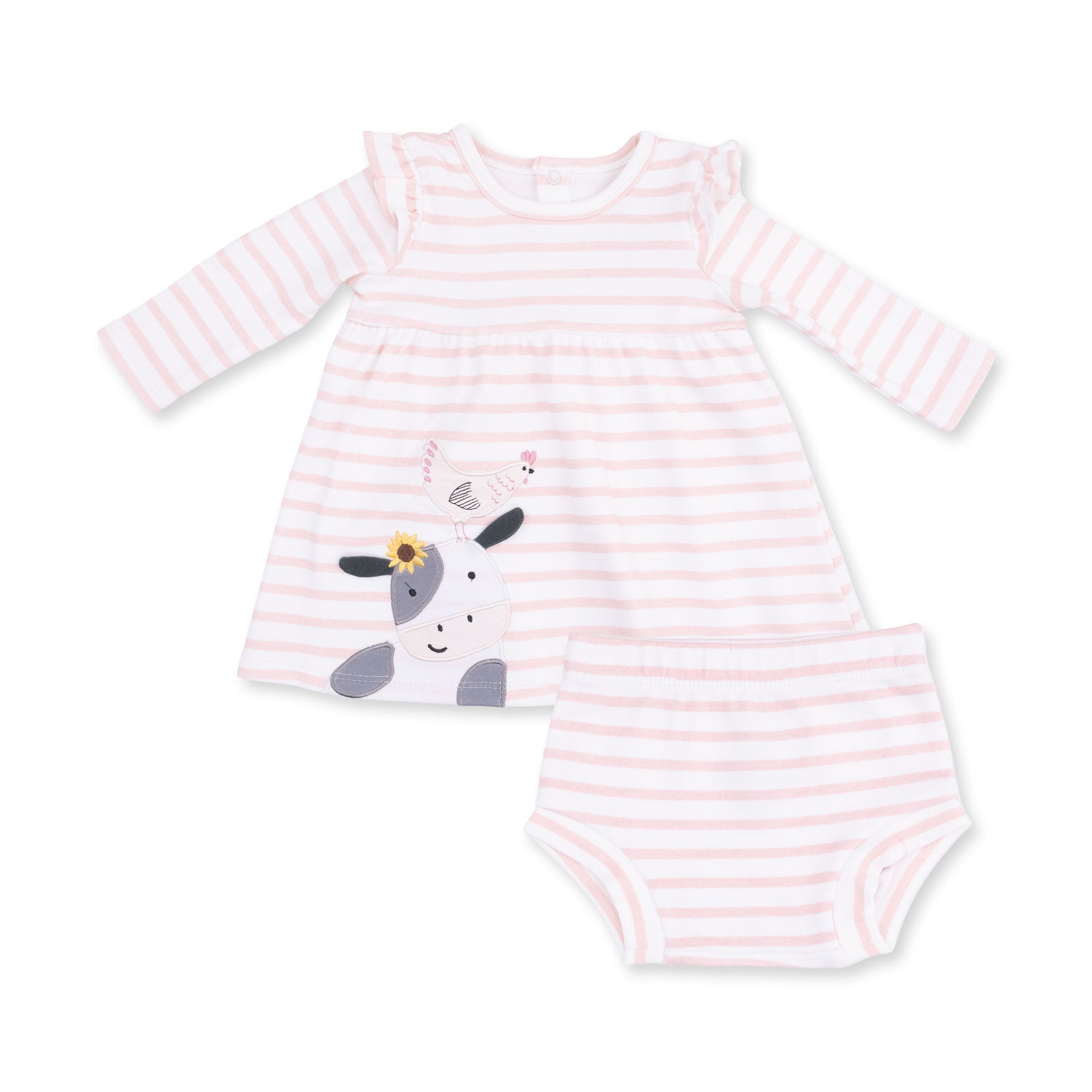 Cows Pink - Long Sleeve Dress with Ruffle and Bloomer (2T-4T Dress Only)