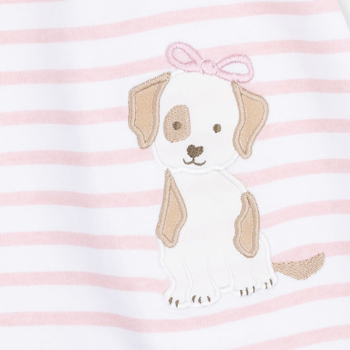 Stripe Puppy - Long Sleeve Dress with Ruffle and Bloomer (2T-4T Dress Only) by Angel Dear
