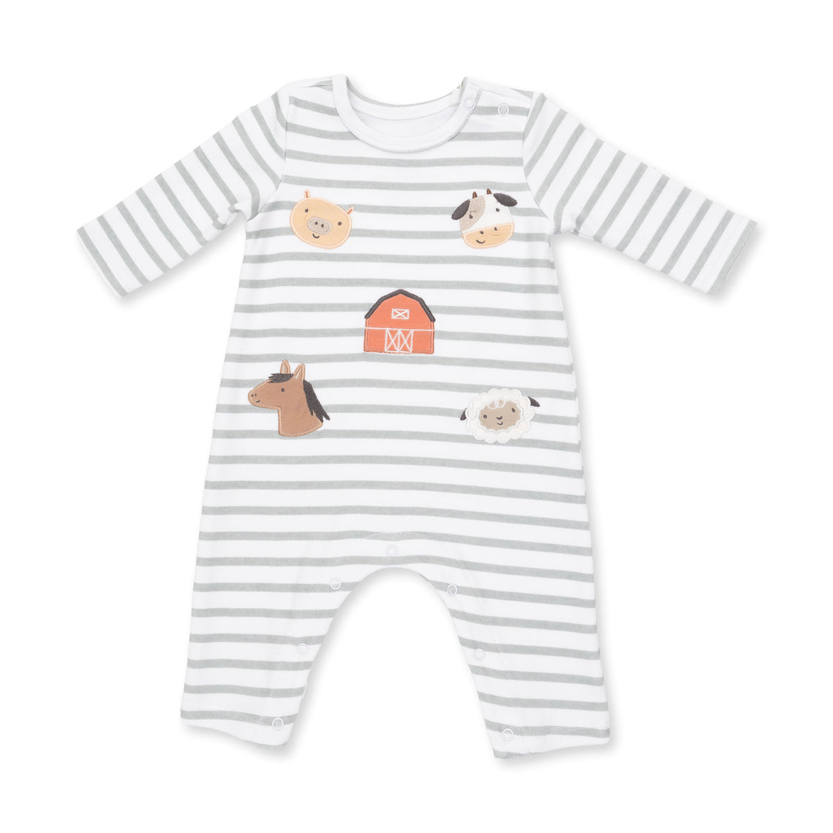 Cows Blue - Long Sleeve Snap Shoulder Romper by Angel Dear