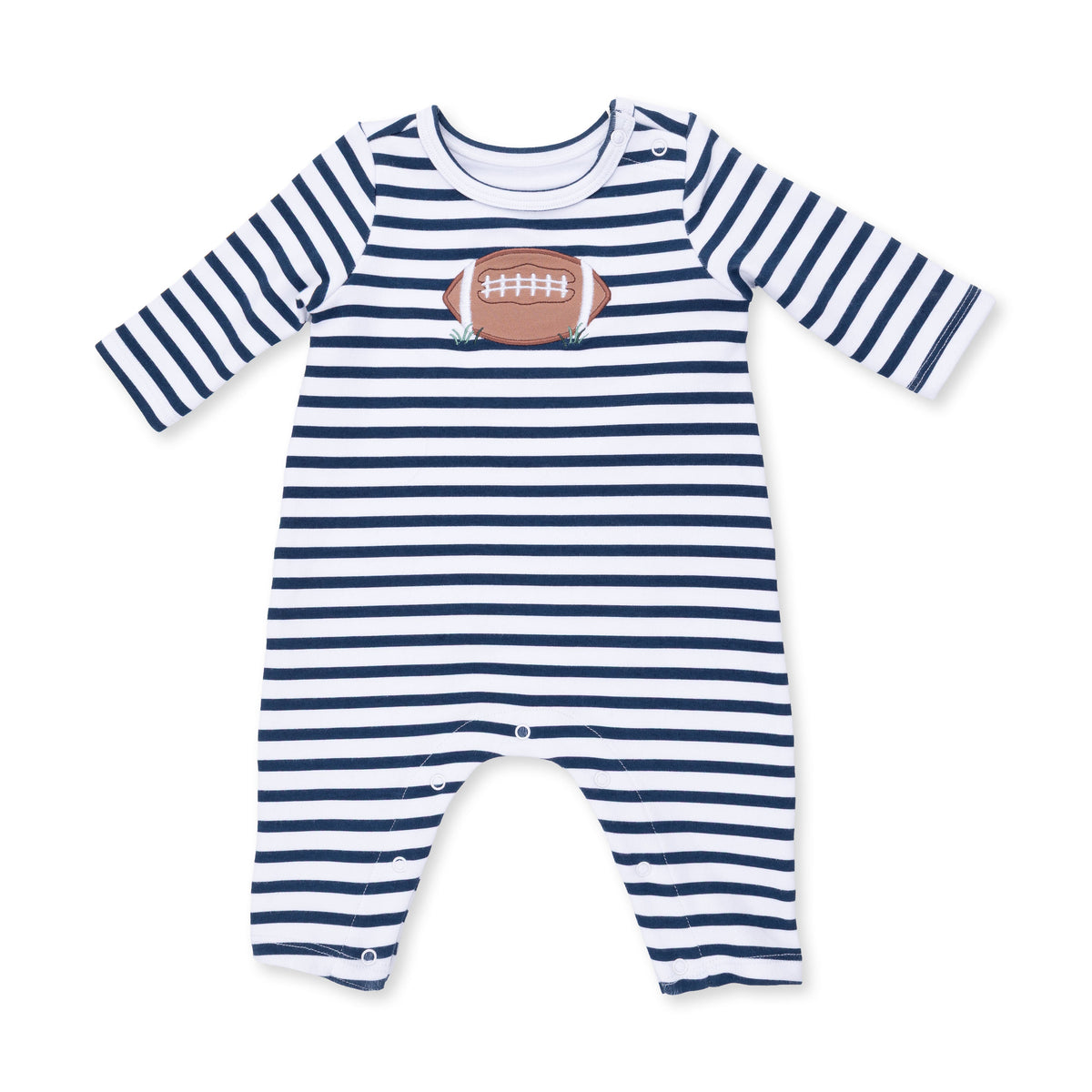 Football Navy - Long Sleeve Snap Shoulder Romper by Angel Dear