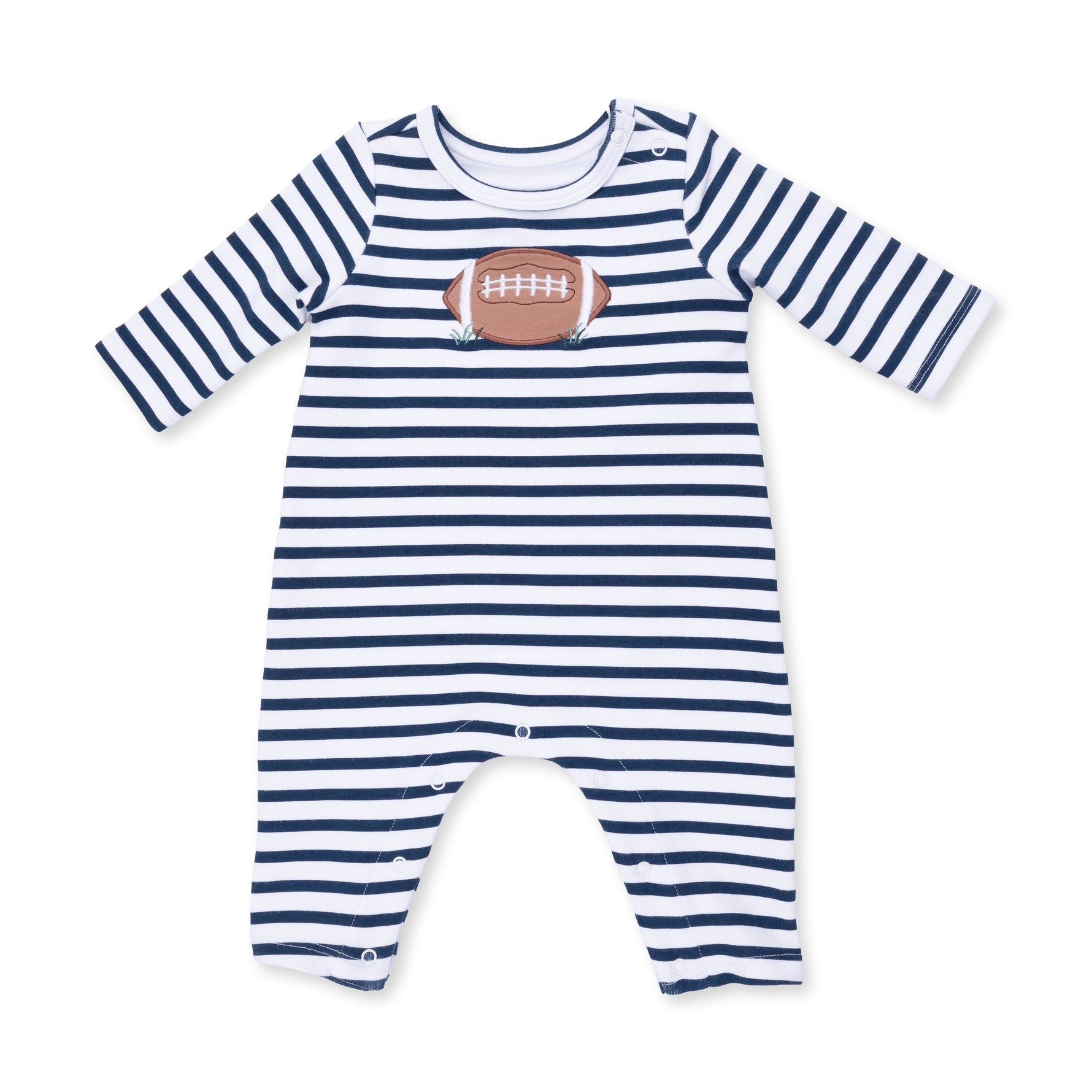 Football Navy - Long Sleeve Snap Shoulder Romper by Angel Dear