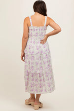 PinkBlush Lavender Floral Maternity Dress with Ruffle Details for Expecting Mothers - Apparel & Accessories > Clothing > Maternity Clothing > Maternity Dresses Apparel & Accessories > Clothing > Dresses
