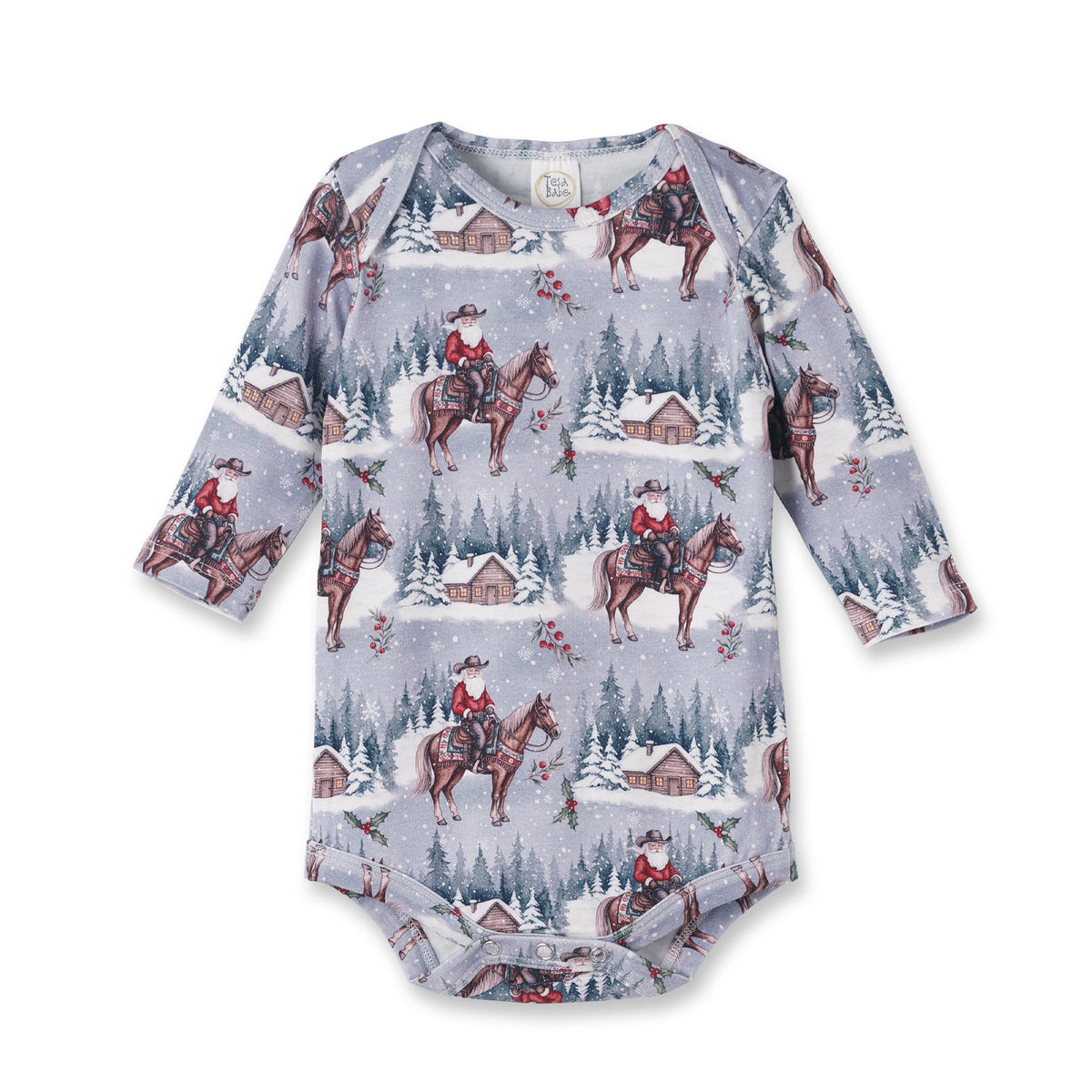 Bamboo Baby Bodysuit - Western Cowboy Christmas by Tesa Babe