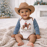 My First Christmas Cowboy Baby Bodysuit - Cotton Rib by Tesa Babe
