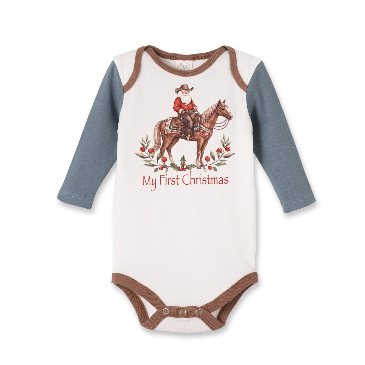 My First Christmas Cowboy Baby Bodysuit - Cotton Rib by Tesa Babe