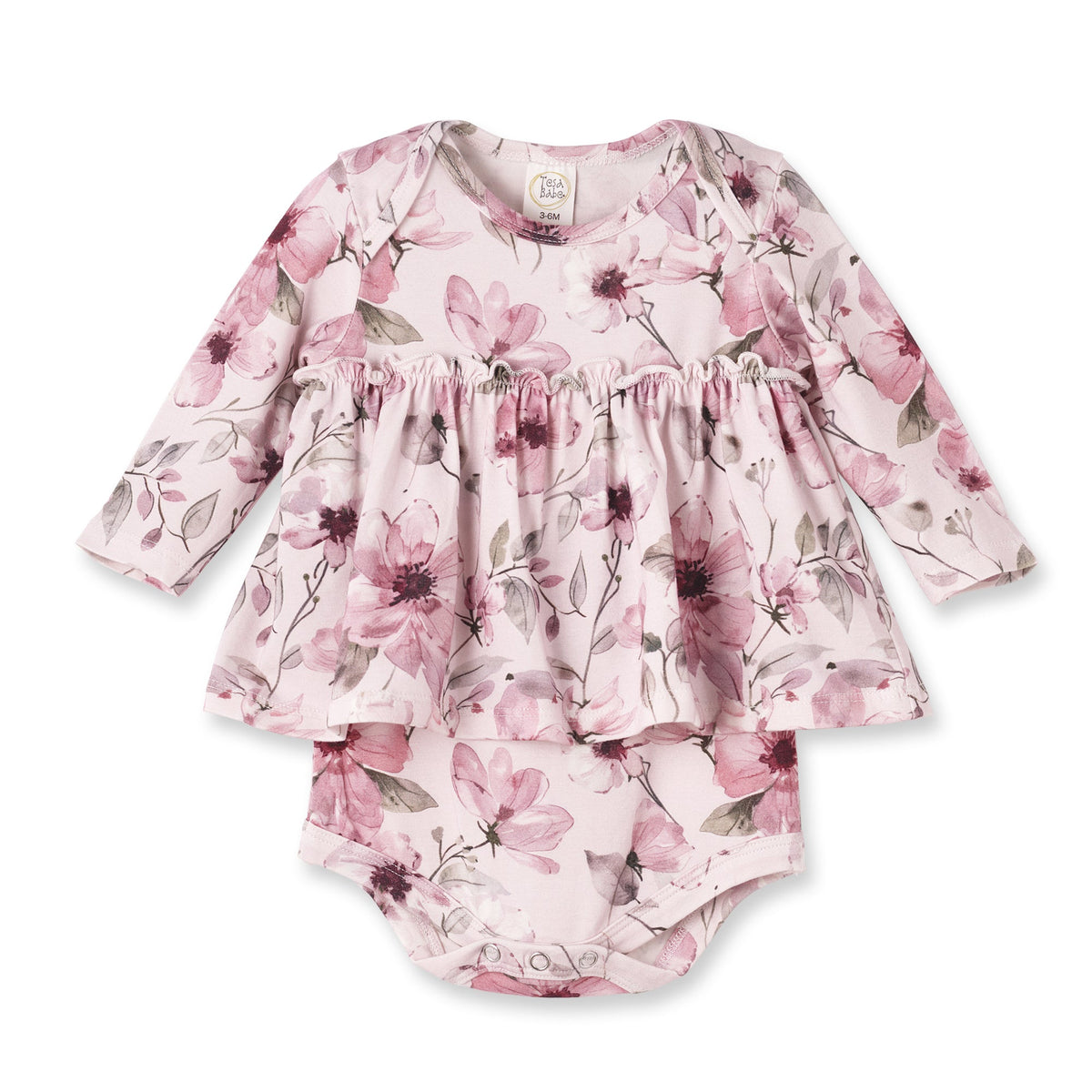 Watercolor Floral Skirted Baby Bodysuit - Bamboo by Tesa Babe (view 2 of 3)