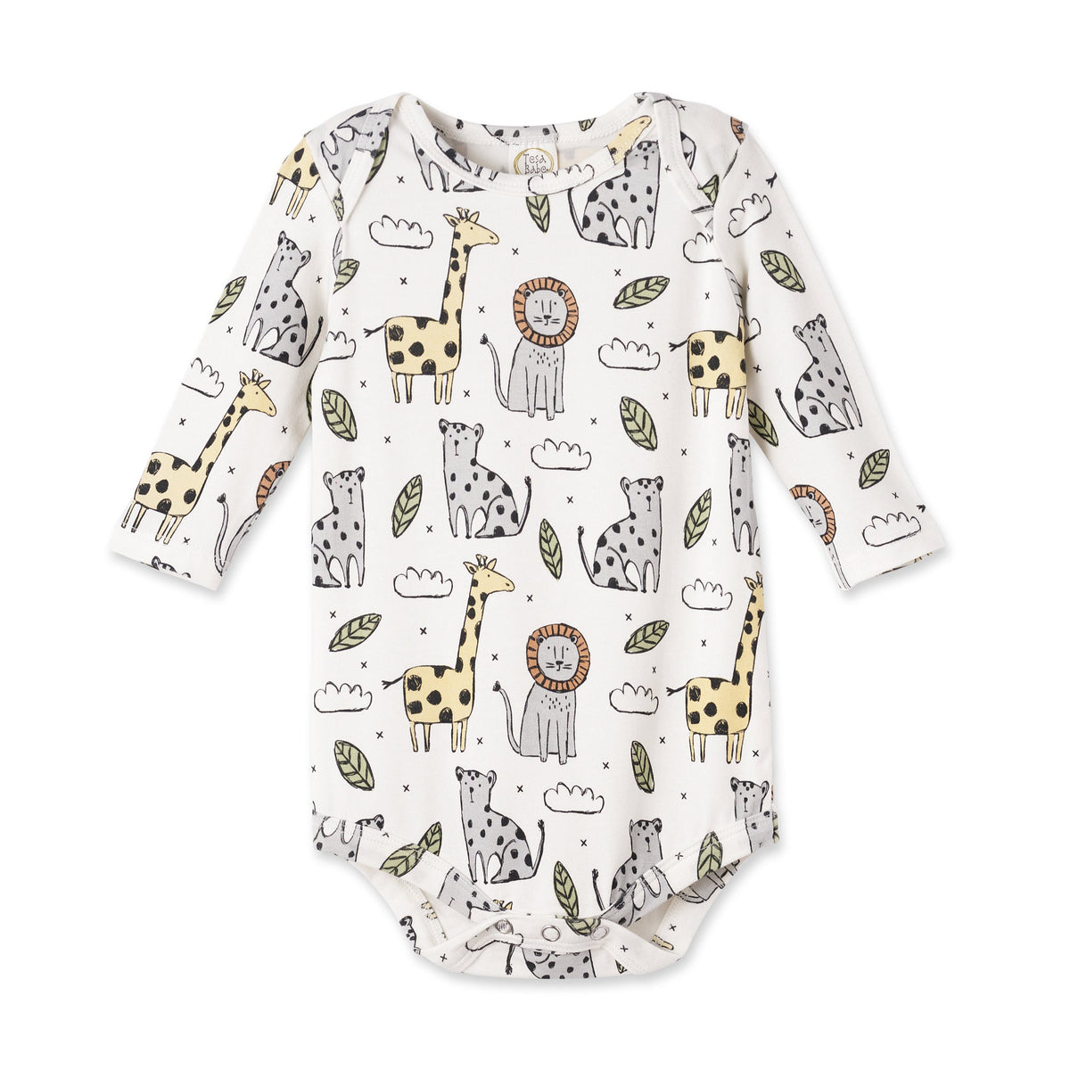 Safari Snuggles Bamboo Baby Bodysuit Jungle Animals by Tesa Babe
