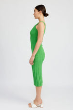 PinkBlush PinkBlush Green Wide Rib Knit Midi Dress with Squared Neckline for Women - Apparel & Accessories > Clothing > Dresses