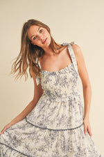 Charcoal Floral Sleeveless Ruffle Tiered Midi Dress by PinkBlush at Everetts Place
