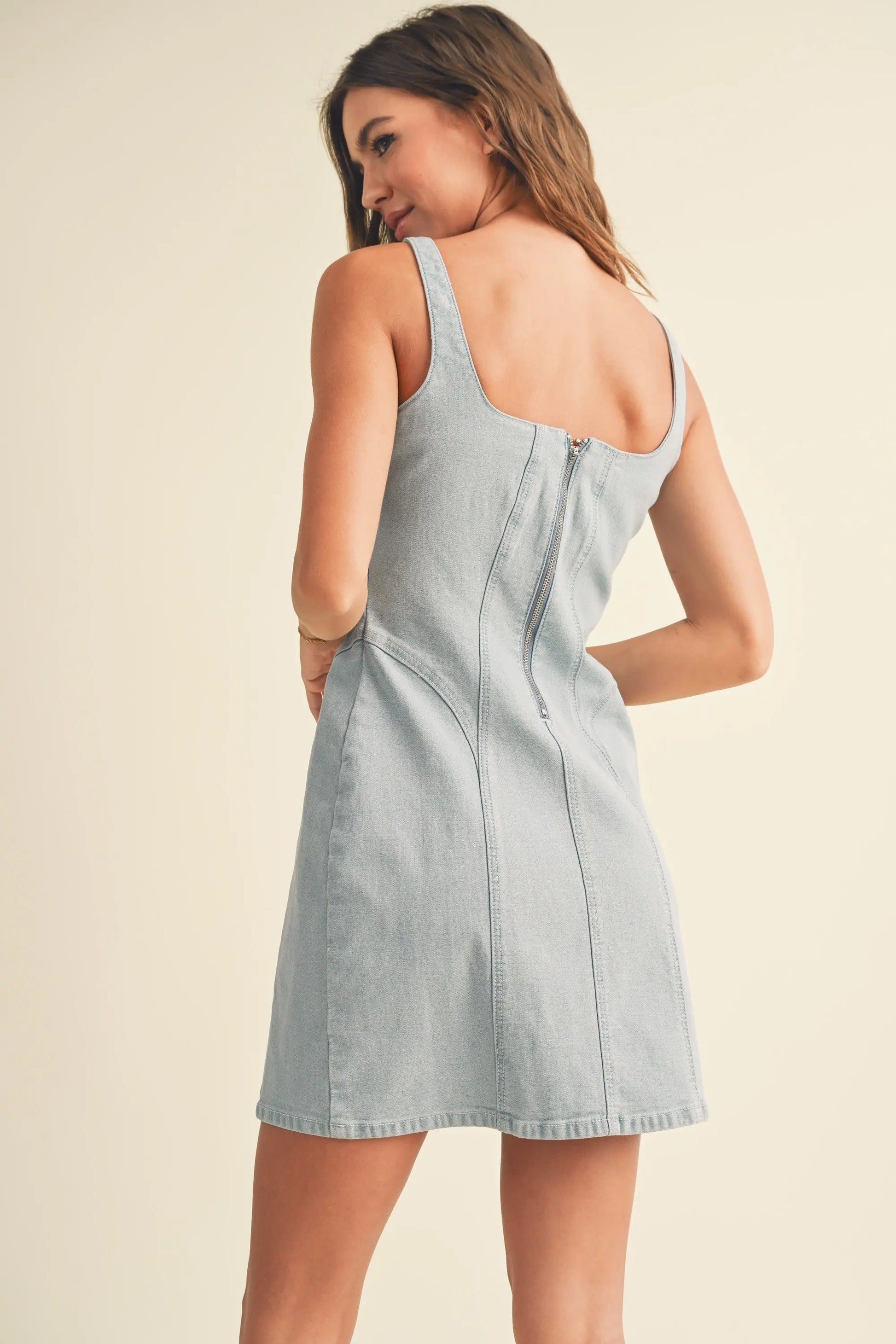 PinkBlush Chic Denim Stretch Cotton Dress for Casual Style Enthusiasts - Apparel & Accessories > Clothing > Dresses