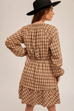 PinkBlush PinkBlush Brown Wrap Bodice Mini Dress with Elastic Waist for Stylish Women - Apparel & Accessories > Clothing > Dresses