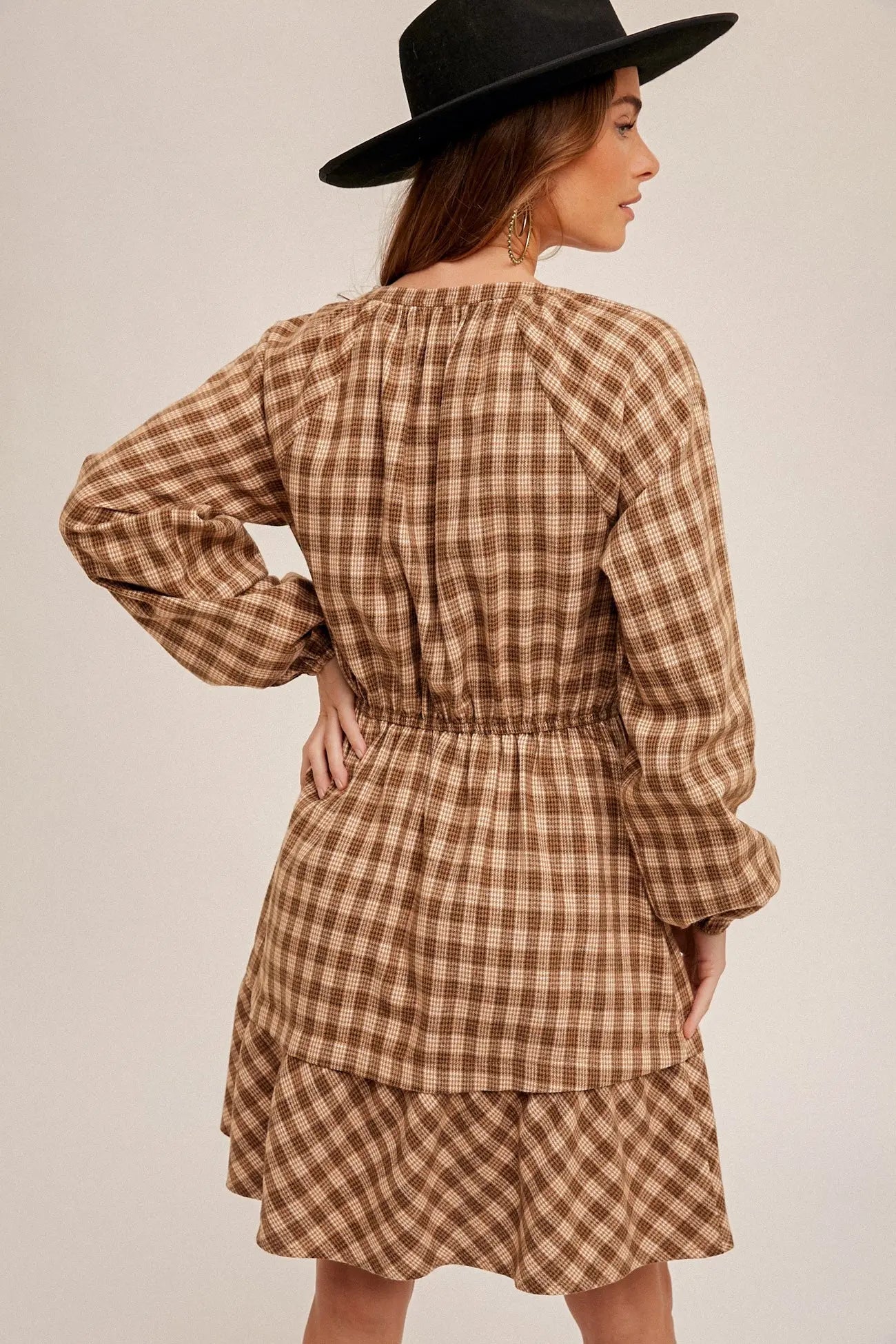 PinkBlush PinkBlush Brown Wrap Bodice Mini Dress with Elastic Waist for Stylish Women - Apparel & Accessories > Clothing > Dresses
